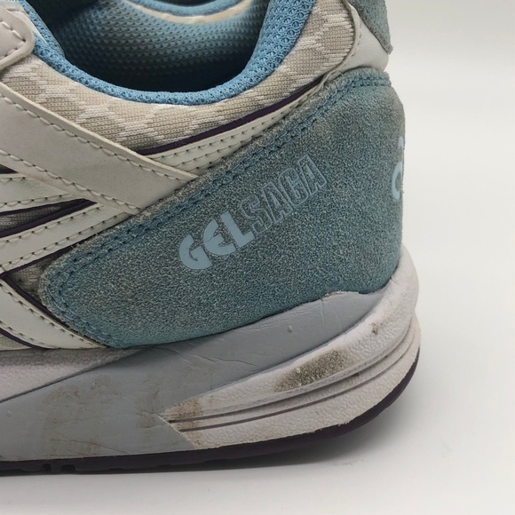 Asics Shoes Women's 8 Gel Saga Walking White Blue Casual Sneakers - Picture 4 of 8